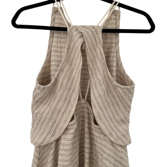 Free People Novelty Sapphire Striped Strappy Racerback Rope Textured Flare Dress - Picture 4 of 5